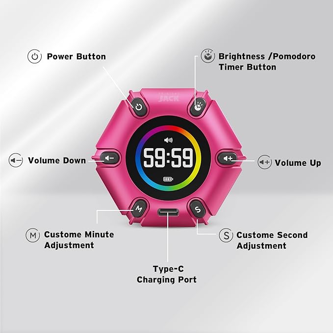 Printers Jack, Visual Pomodoro Timer, Productivity Cube Timer, Mute & Vibration - Image 4
