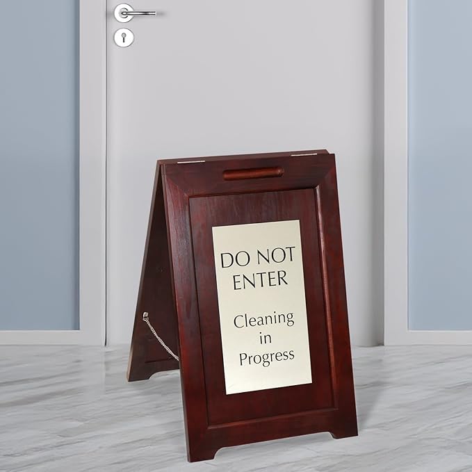 SmartSign Premium 'Do Not Enter Cleaning in Progress' Wooden A-Frame Standing - Image 3