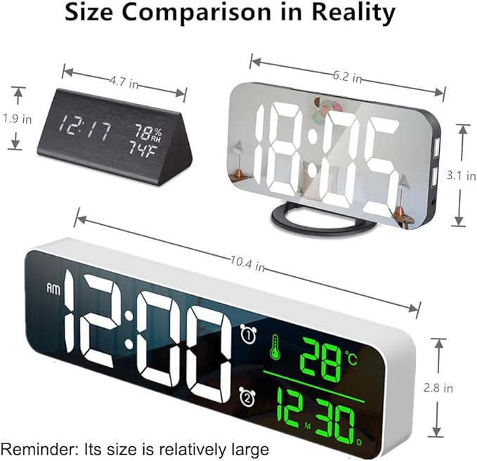 Hournor Digital Clock for Bedroom, Digital Wall Clock for Living Room Decor - Image 6