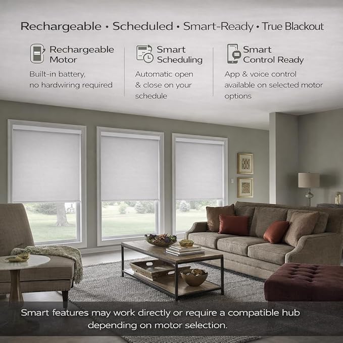 ZSHINE Motorized Blackout Window Blinds Customize Width Remote Control Wireless - Image 3