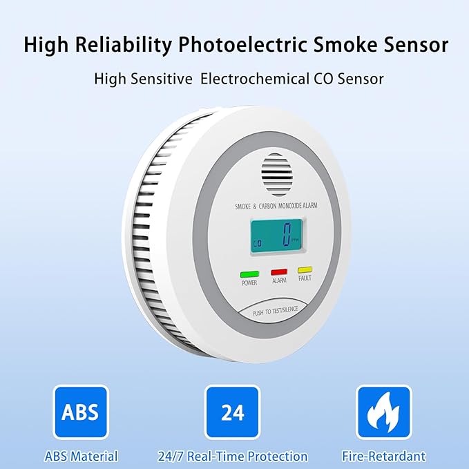 Virtue Sensor Smoke & Carbon Monoxide Detector, 2-in-1 CO Detector Alarm - Image 3