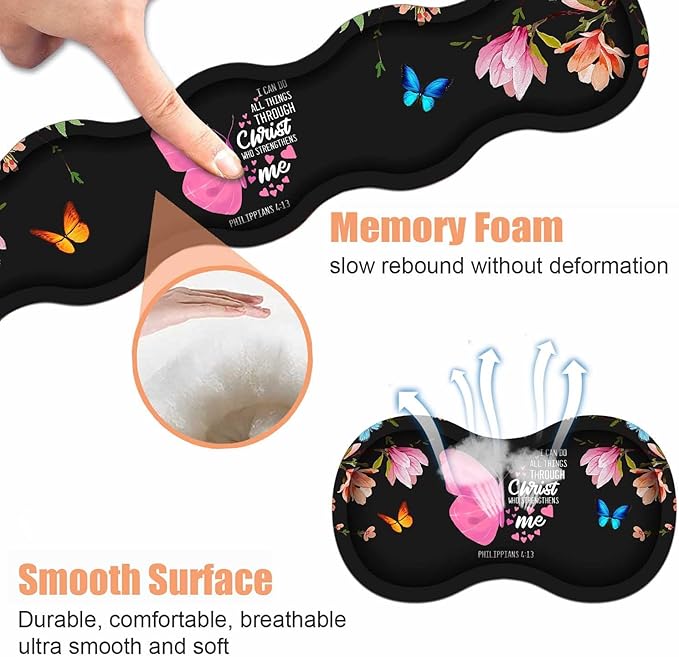Ergonomic Keyboard Wrist Rest & Mouse Pad Wrist Rest Set, Floral Butterfly - Image 6