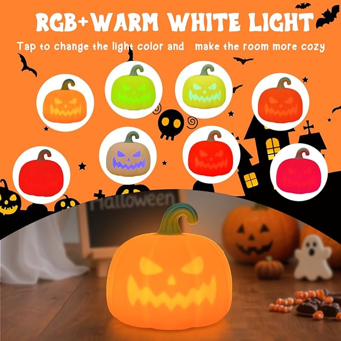 LEDHOLYT Night Light for Kids, Cute Silicone Nursery Pumpkin Lamp for Baby and - Image 2