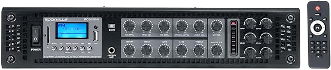 Rockville RCS650-6 650 Watt 6-Zone 70V Commercial Amplifier, USB/SD/FM Playback by Rockville