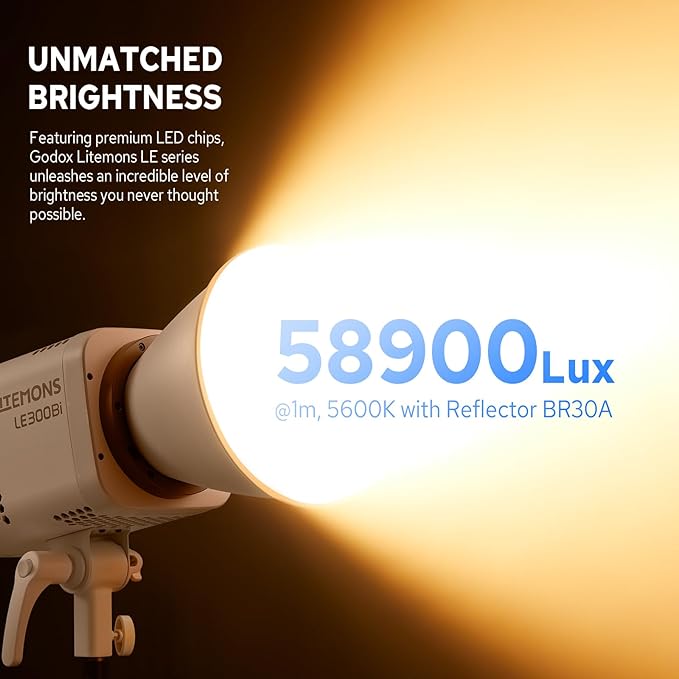 Godox Litemons LE300Bi 300W Bicolor LED Video Light, 58900Lux@1M Studio Light - Image 3