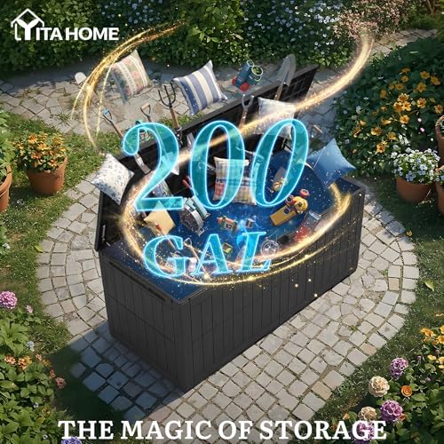 yitahome 200 gallon large outdoor storage box xl shown in use
