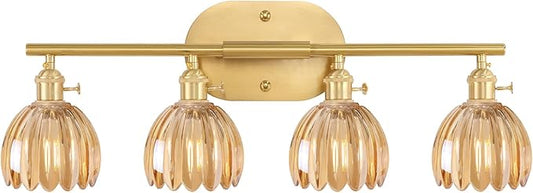 Shenmoyl Bathroom Light Fixtures, 4-Light Brass Vanity Wall Light Over Mirror by Shenmoyl