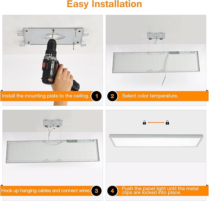 Mcacggo 1x4 LED Flat Panel Light Flush Mount 4-Pack, 3000K/4000K/5000K - Image 8
