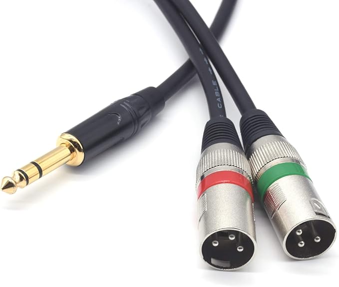 SiYear 10FT 6.35mm TRS Male Plug to 2 Dual XLR Male Stereo Unbalanced Y - Image 2