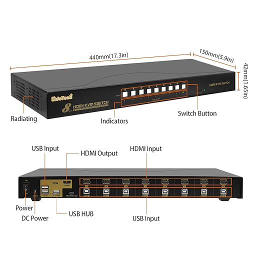 JideTech HDMI USB KVM Switch 8 Port Up to 4K@30Hz Resolution - Image 2