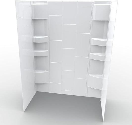 White Acrylic Shower Wall Surround 36"x 60"x 80" by NoahWilliamHome