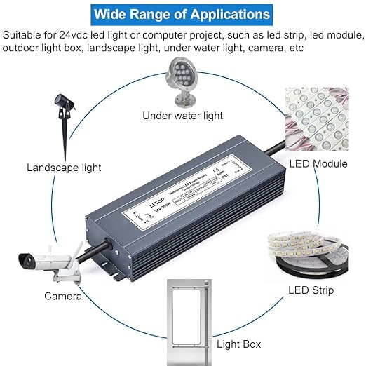 LLTOP LED Power Supply 24V 12.5A 300W LED Driver AC90-130V to 24VDC Converter - Image 6