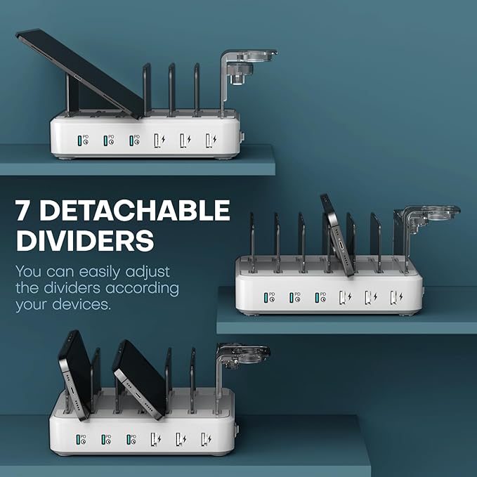 Charging Station for Multiple Devices, 75W 6 Port Multi USB C Fast Charger - Image 7