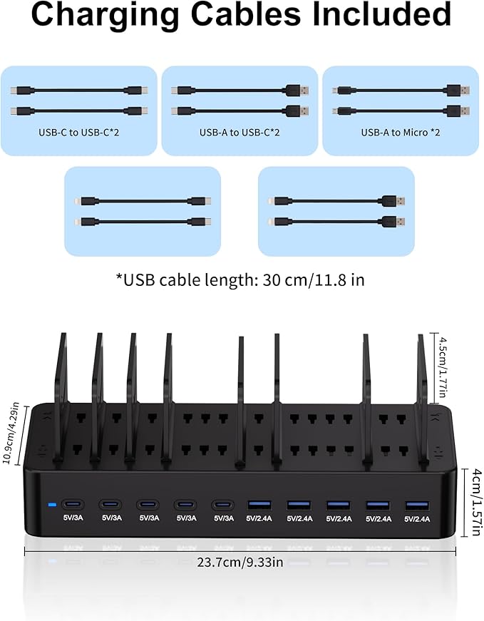 100W Charging Station for Multiple Devices, 10-Port USB Fast Charging Station - Image 8