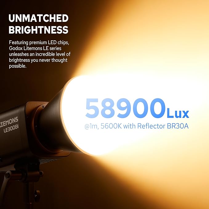 Godox Litemons LE300Bi 300W Bicolor LED Video Light, 58900Lux@1M CRI98+ Studio - Image 4