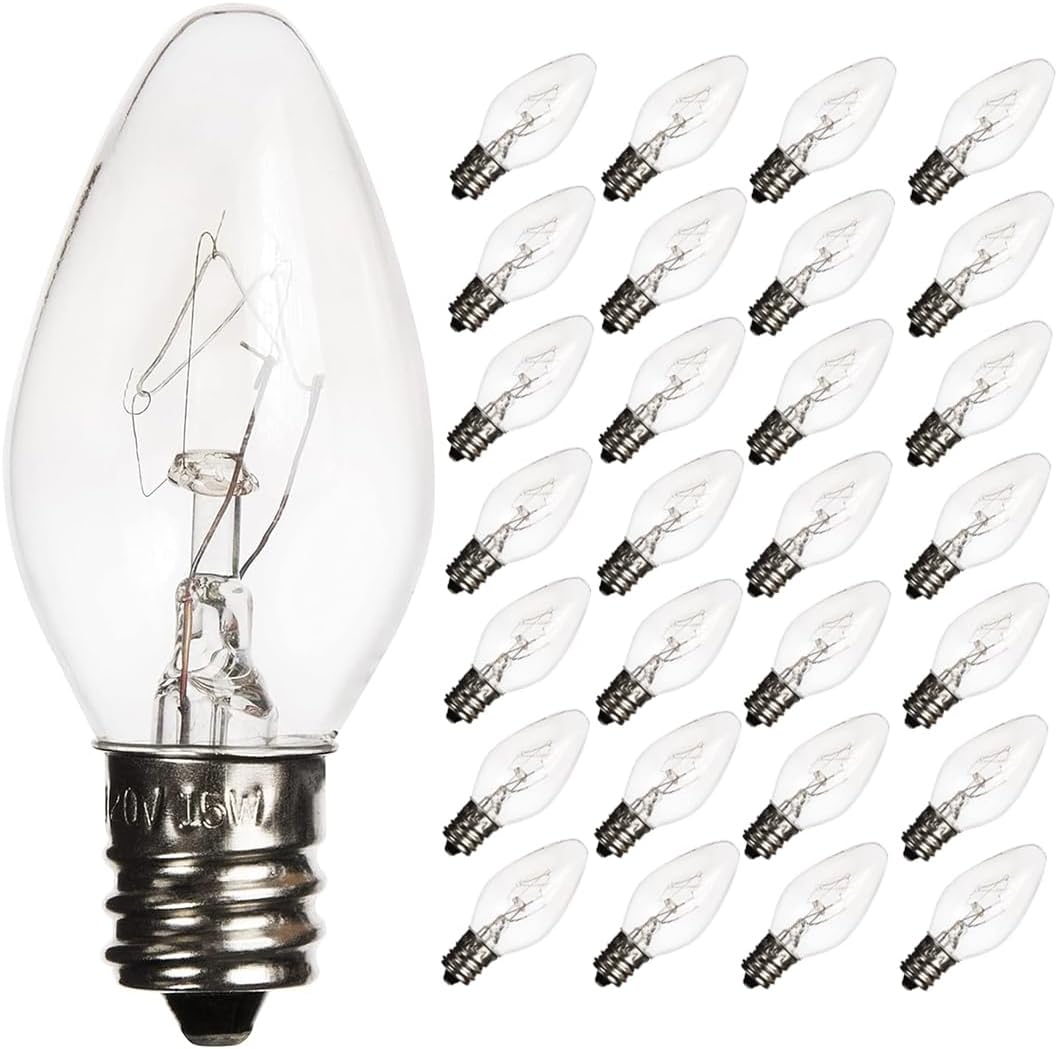 28 Pack Salt Lamp Light Bulbs 15 Watt, Himalayan Salt Lamp Original Replacement Bulbs E12 Socket Long Lasting Incandescent Bulbs Warm Light
