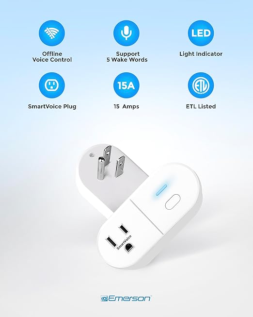 Emerson SmartVoice ES513 Wall Plug, Offline 30+ Voice Control Commands - Image 7