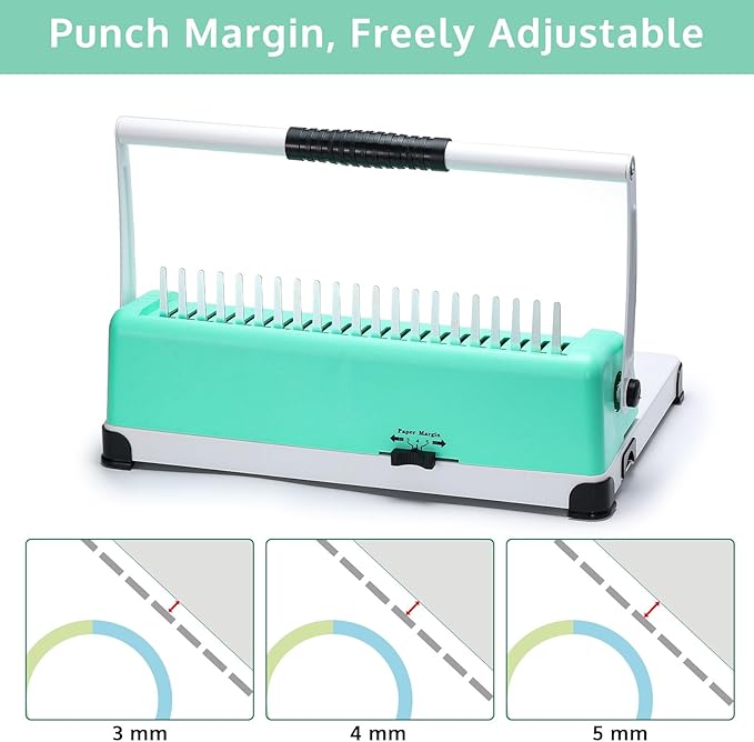 OFFNOVA Binding Machine, 21-Hole 450 Sheets Paper Comb Binding Machine - Image 3