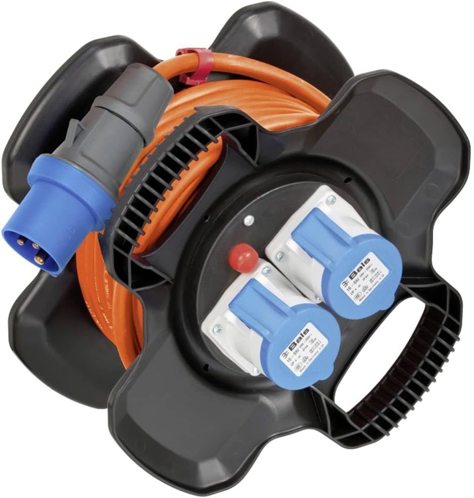 Brennenstuhl CEE 230 V Camping Cable Reel X-Gum (10 m H07RN-F 3G2.5 Cable in Orange, 2 CEE and 3 Earthing Contact Sockets, IP44, Made in Germany)