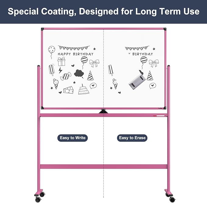 Rolling Whiteboard, 48x32 Inches Dry Erase Board - Image 5