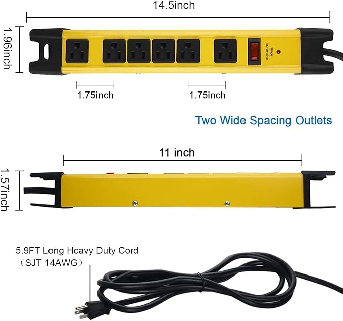 CCCEI Heavy Duty Power Strip Surge Protector - Image 3