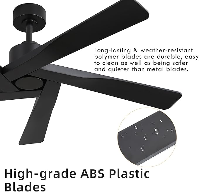 WINGBO 54" ABS DC Ceiling Fan No Light, 5 Blade ABS Plastic Ceiling Fan - Image 6