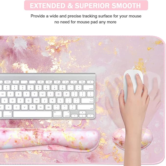 Keyboard Mouse Pad Set, Extended Mouse Pad+Keyboard Wrist Rest Support - Image 5