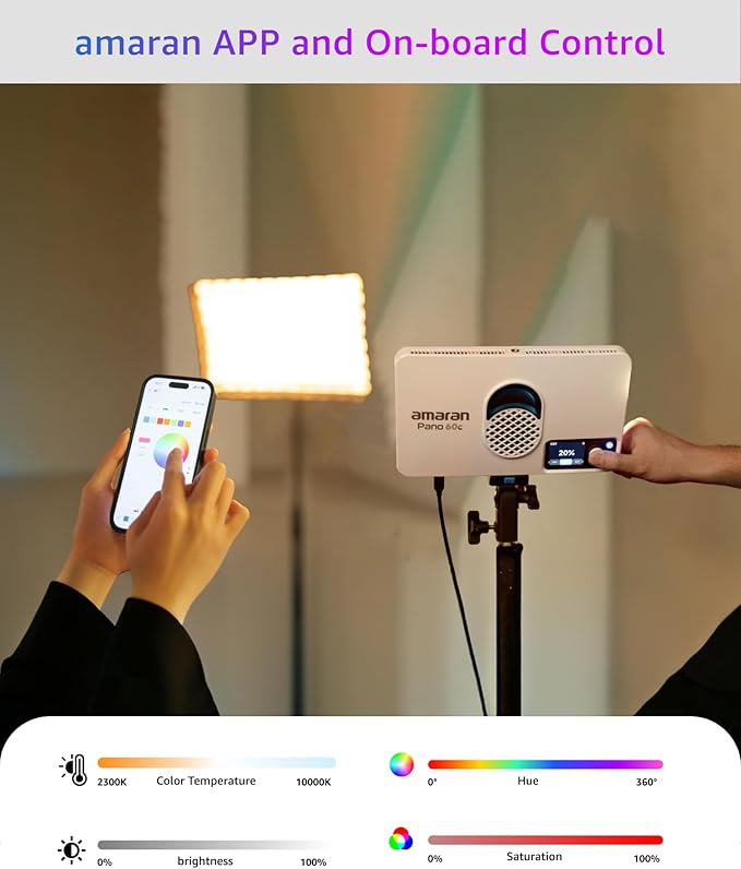 amaran Pano 60c Kit, Compact 60W RGBWW Full Color Panel Light, Support USB-C PD - Image 5