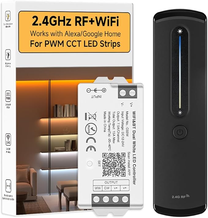 BTF-LIGHTING RF 2.4GHz Wireless Remote RC08RFB & C02W Dual White 2.4GHz Tuya by BTF-LIGHTING