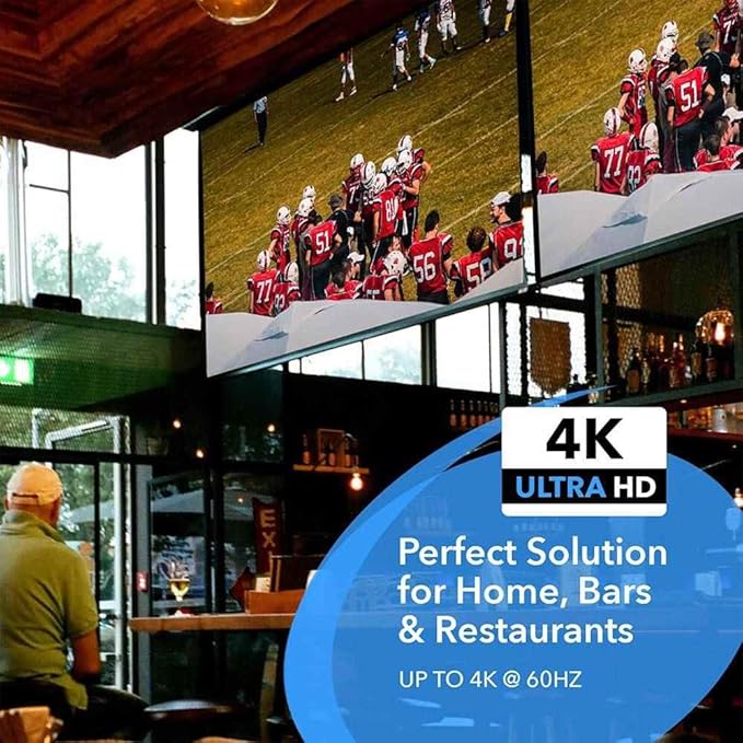 OREI HDMI Splitter 1 in 4 Out – 1x4 4K@60Hz HDMI 2.0 UHD Powered 4-Port HDMI - Image 8