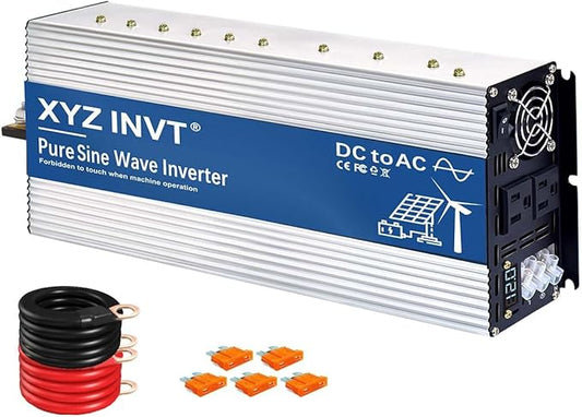 XYZ INVT 3500W Pure Sine Wave Inverter 12V to 120V AC, 7000W Peak Power by XYZINVT