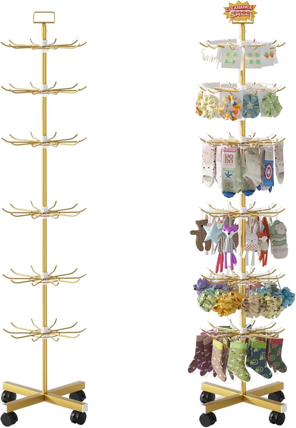 Exttlliy Retail Display Stand Store Display Rack 6 Tier Metal Spinning Display