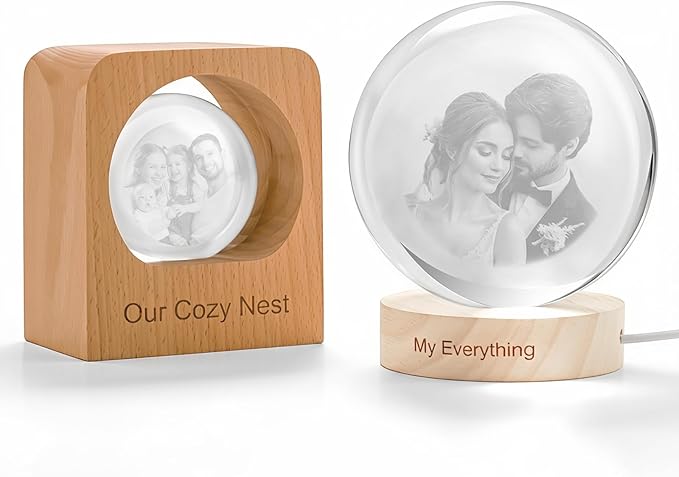 Yijhpbc Custom 3D Crystal Photo Night Light Personalized Photo Crystal Ball - Image 2
