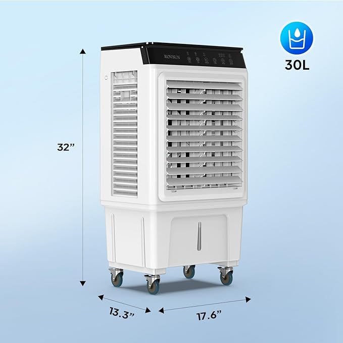 ROVSUN 2300CFM Portable Air Cooler, 7.9Gal/30L Evaporative Swamp Cooler - Image 9
