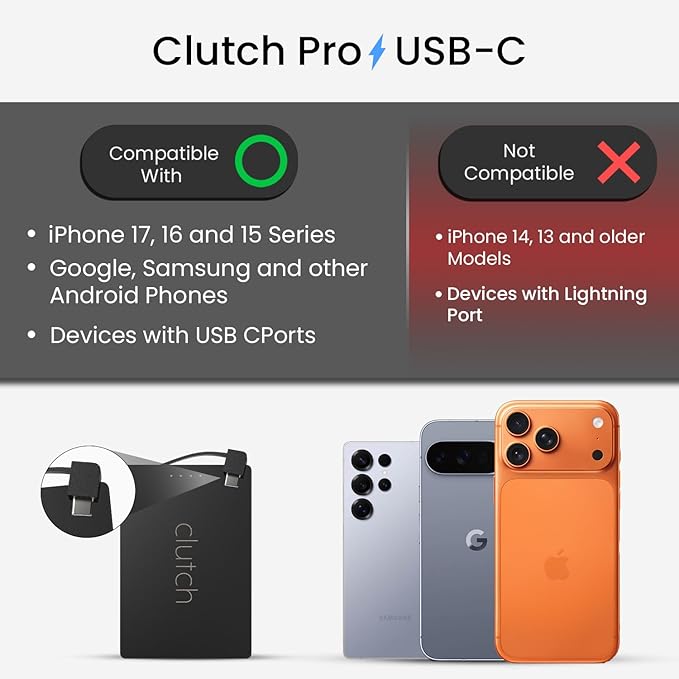 Clutch - Pro USB-C Portable Charger - Compatible - Power Bank Magnetic Battery - Image 2