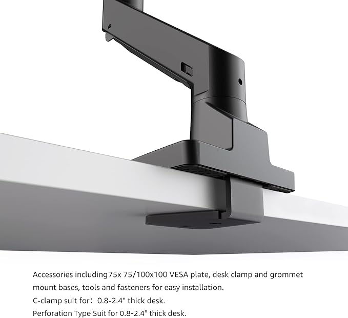 Heavy Duty Monitor Arm Aluminum Single Gas Spring Monitor Arm Suit - Image 8