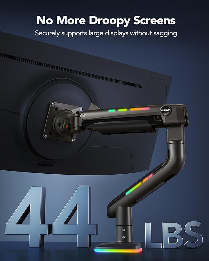 HUANUO TitanLift Monitor Arm for Ultrawide Screens up to 49″, Heavy-Duty Single - Image 4