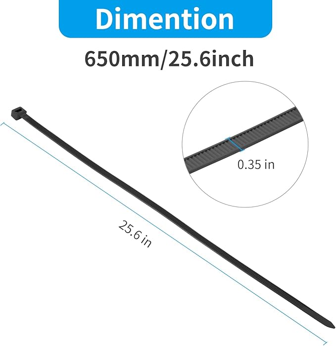XINGO 26 inch White Zip Ties Heavy Duty 100 Pack, 200 lbs Ultra Strong Plastic - Image 5