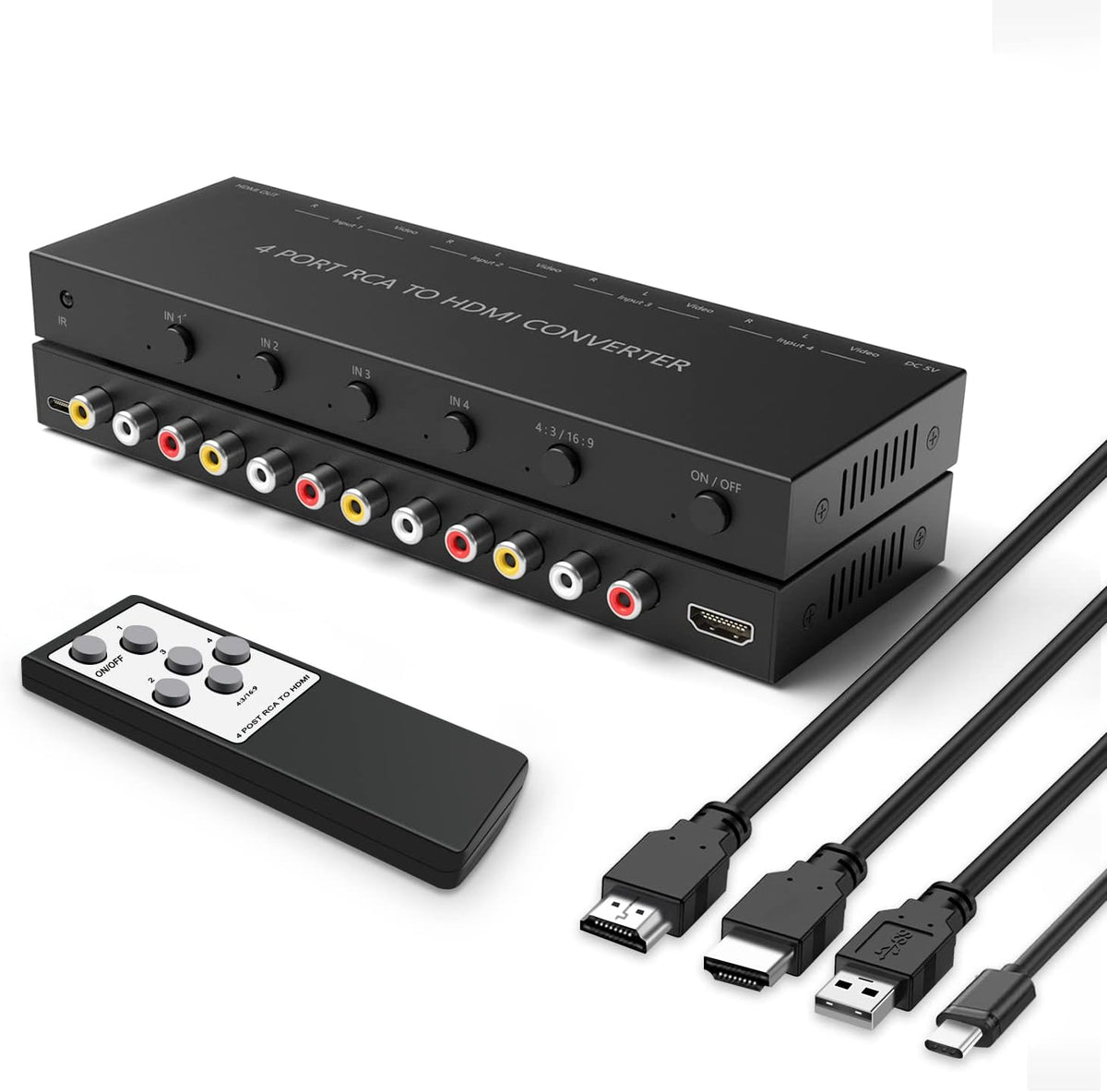 RuiPuo 4Port AV to HDMI Converter, 4Port AV to HDMI Switcher