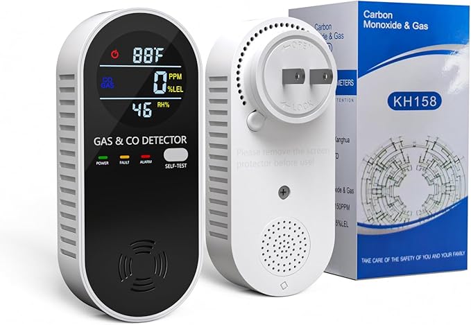 Natural Gas Detectors &Plug in Carbon Monoxide Detector， 4 in 1 Co and Gas by XLA+Alert