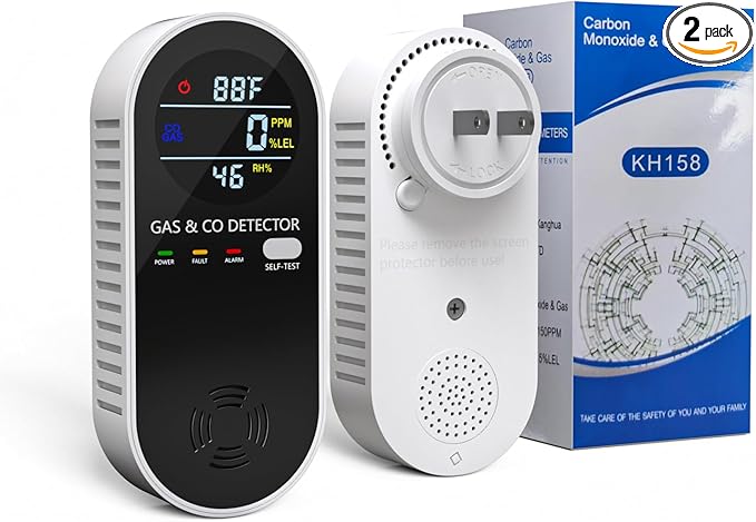Natural Gas Detectors &Plug in Carbon Monoxide Detector， 4 in 1 Co and Gas by XLA+Alert