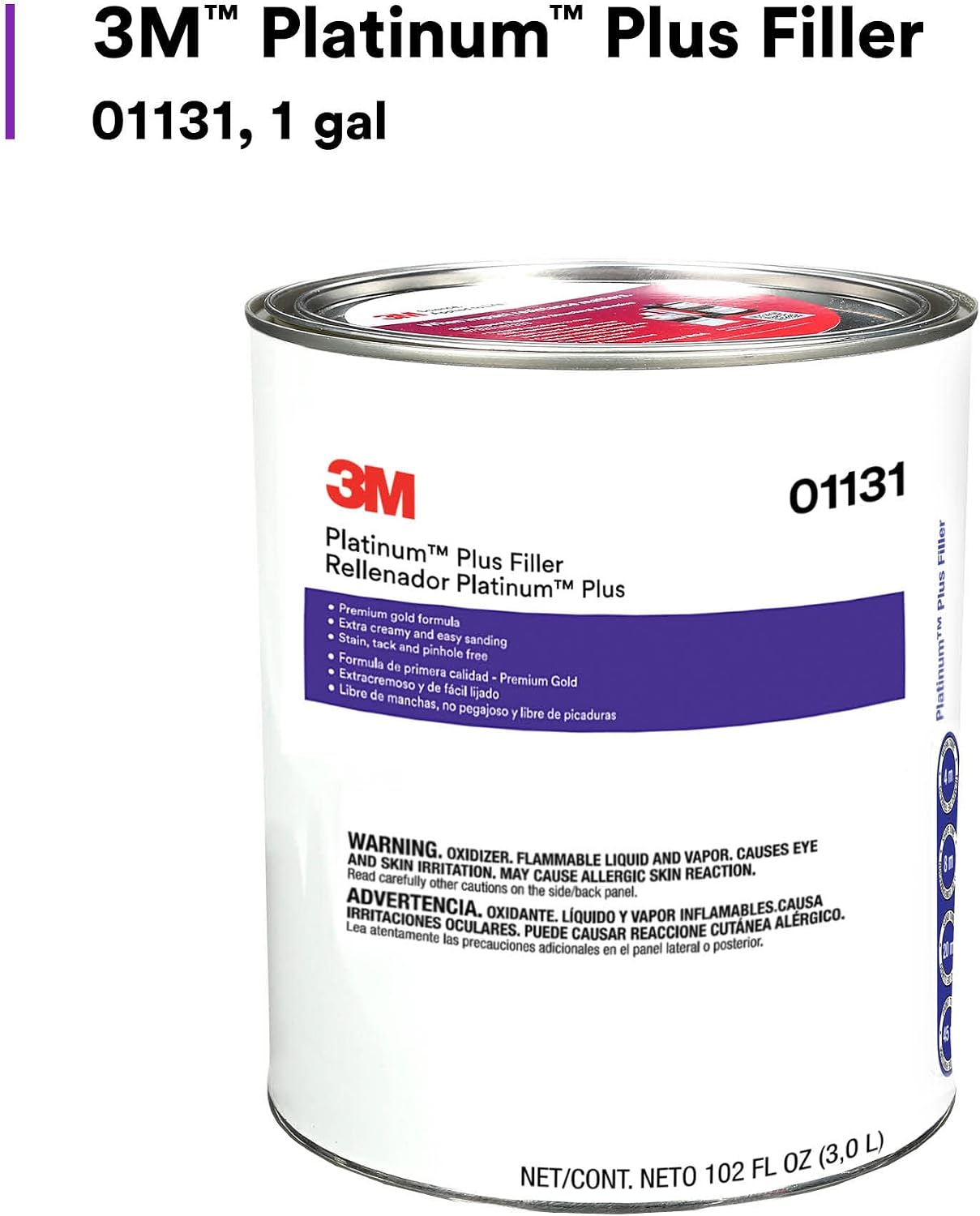 3M Platinum Plus Filler 01131, Lightweight, Stain Free, Tack Free, Quick Application, 1 gallon | Quick Application