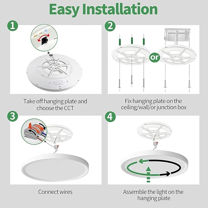 15.8 Inch Dimmable LED Flush Mount Ceiling Light, 3000K/3700K/4000K/5000K/6000K - Image 7