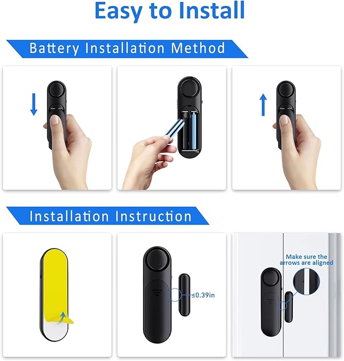 AKOYU 5-Pack Window Alarms for Home Security, 120dB Door and Window Open Sensor - Image 6