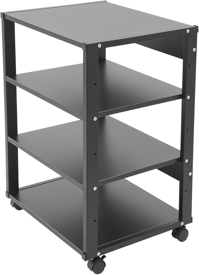 5-Tier AV Media Stand with Universal Wheels, Center Stereo Components Storage - Image 6