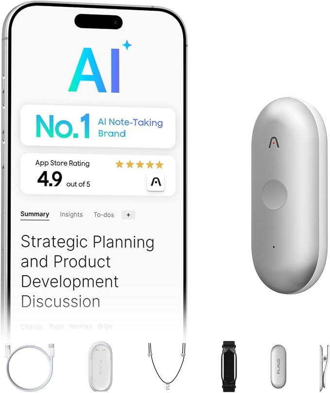 Plaud NotePin S AI Voice Recorder, Wearable AI Notetaker, AI Transcribe & by PlaudOfficial