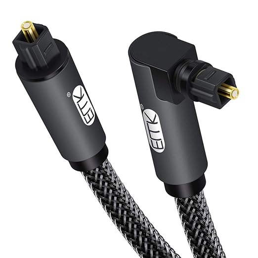 EMK 90 Degree Toslink Optical Cable 360 Degree Free-Rotating Plug Fiber Optic by EMK