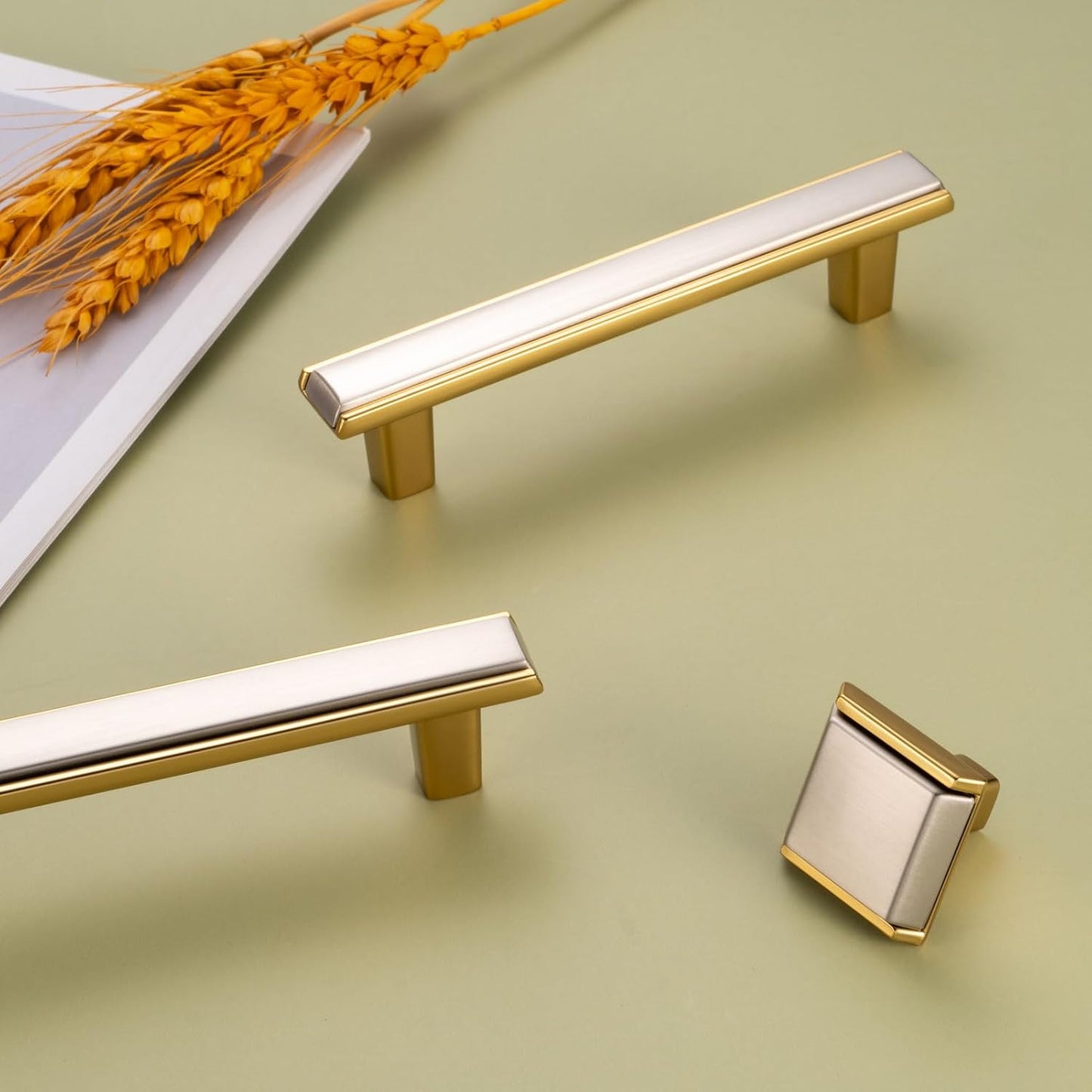 Nickel and Gold Cabinet Pulls Drawer Handles 5 Inch 10 Pack 2281 | Two Tone Drawer Pulls, Kitchen Cabinet Handles, Easy to Install, Zinc Alloy Hardware for Dressers Cupboards Bathroom Vanity