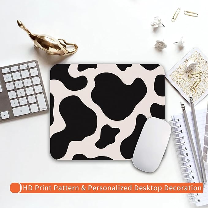 Armanza Square Mouse Pad Black Cow Print, Personalized Premium-Textured Custom - Image 6