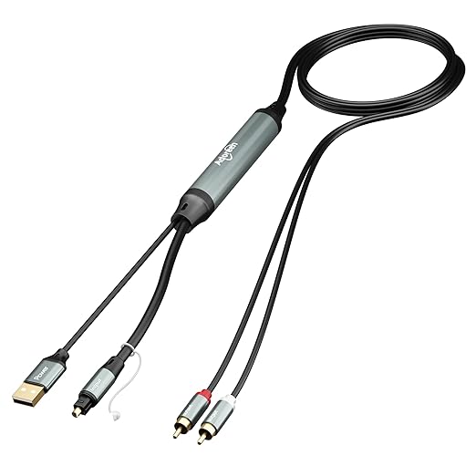 Adoreen Unidirectional SPDIF Toslink Optical Input to 2 RCA Output Adapter by Adoreen